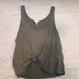 Olive Green Sleeveless Knot Top